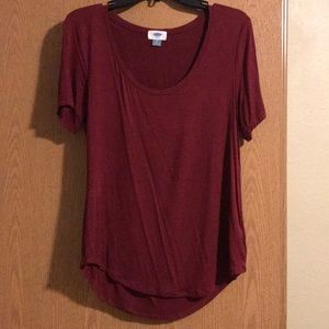 Oversized burgundy scoop neck shirt